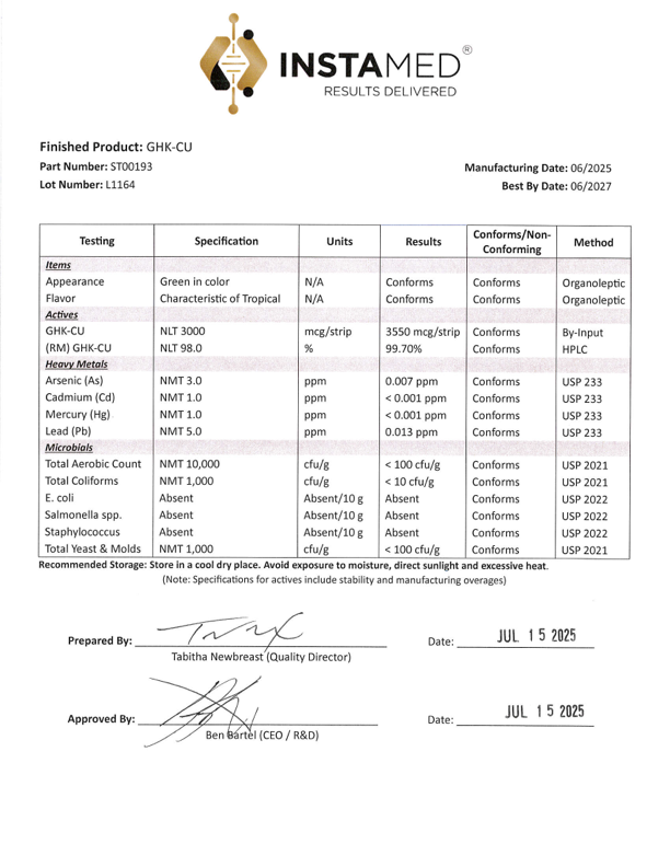Certificate of Analysis